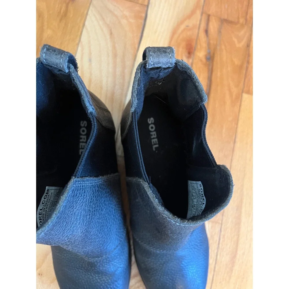 Sorel Joan Of Arctic Boots Gray Chelsea Wedge Waterproof Leather Womens Size 7.5